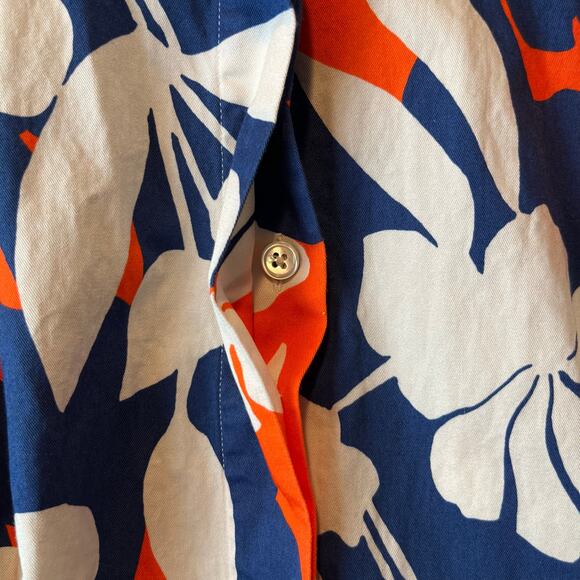 Bagutta Blue Orange Cotton Hidden Button Down Tie Dress Womens Size Large - Picture 5 of 7